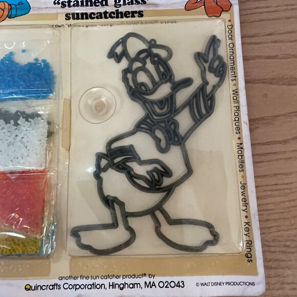 Vtg Disney Makit and Bakit Donald Duck Stained Glass Suncatchers Kit New 1980s - Picture 3 of 5